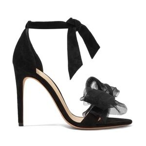 Alexandre Birman Clarita Bow-Embellished Suede and Tulle Black Sandals 37 7